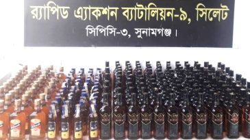 তাহিরপুর থানার বালিজুরি থেকে ২০৭ বোতল বিদেশি মদ সহ গ্রেফতার মাদক কারবারি সিলেট