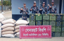 সিলেট ও সুনামগঞ্জ সীমান্তে বিপুল পরিমাণ ভারতীয় পণ্য জব্দ