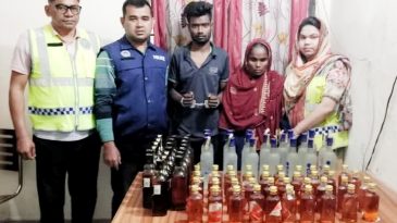 ছাতকে থানা পুলিশের অভিযানে বিদেশী মদ  সহ দু’মাদক ব্যবসায়ী গ্রে*ফতার
