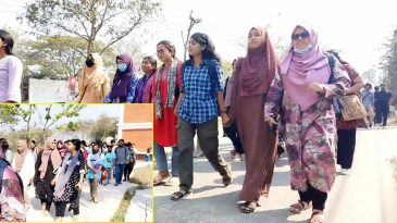 শিক্ষার্থীরা ধ*র্ষকদের শাস্তির দাবিতে সিলেটে বিক্ষোভ করেছে