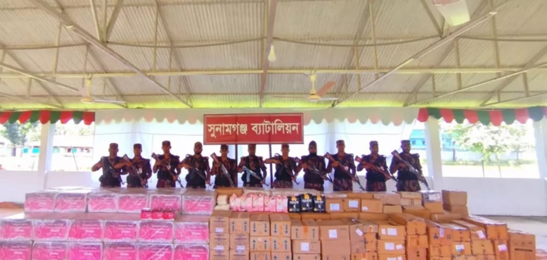 জগন্নাথপুর ও ছাতকের সীমান্তে কোটি টাকার ভারতীয় অবৈধ পণ্য জব্দ