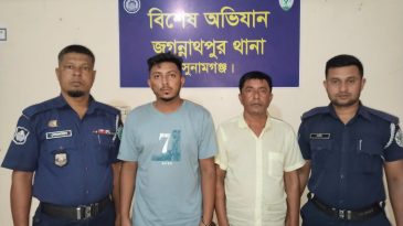 জগন্নাথপুরে পলাতক দুই আসামী গ্রেপ্তার